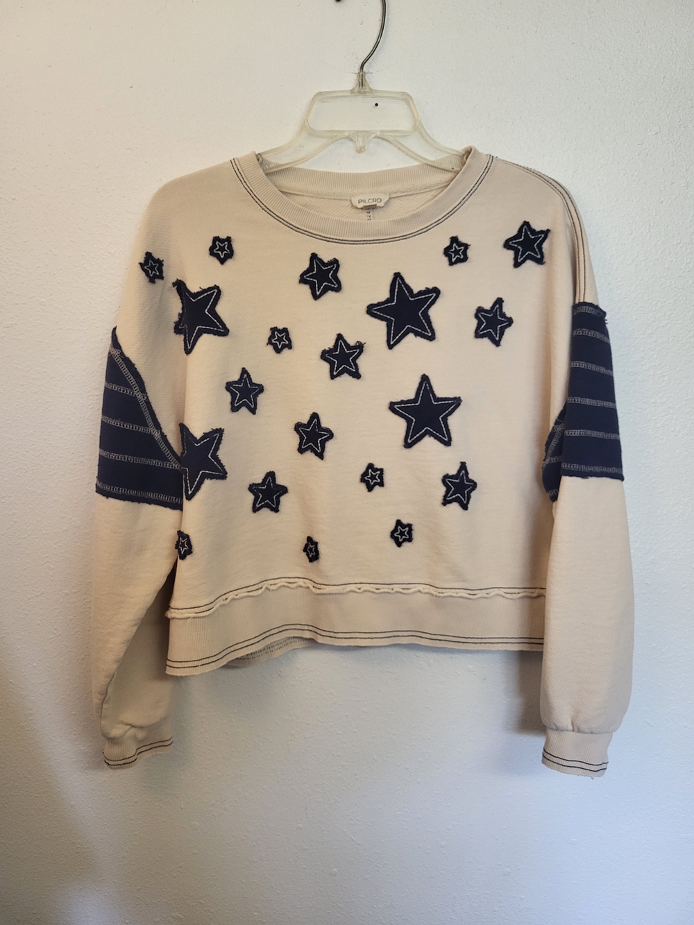 Pilcro Women's  Cropped, Star, Sweatshirt Size XS,  Celestial, Nautical